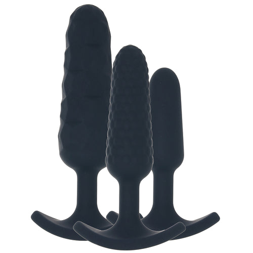 Trio Weighted Butt Plug Kit in Black