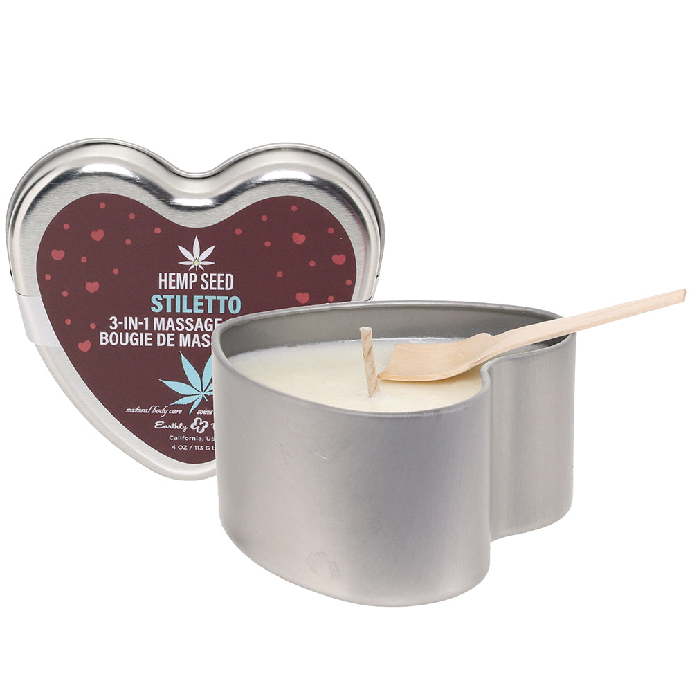 3-in-1 Massage Heart Candle 4oz/113g in Stiletto